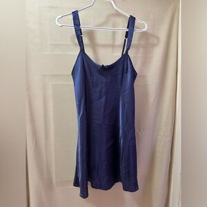 Morgan Taylor Intimates Navy Satin Slip Mini Nightgown Y2K Lingerie S